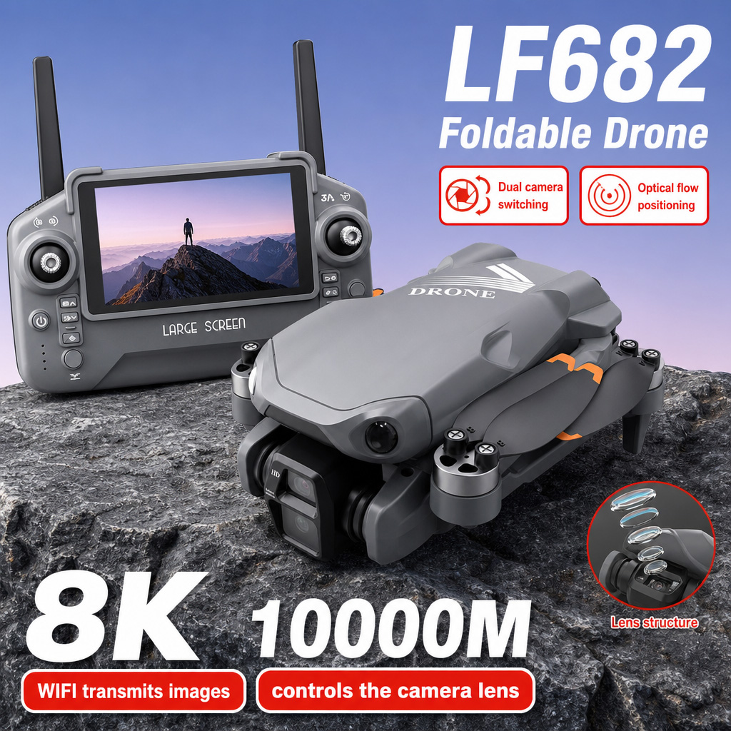 Rc Helicopter Mini - Luftbild-Drohne LF682 mit 8K HD Dual-Kameras,