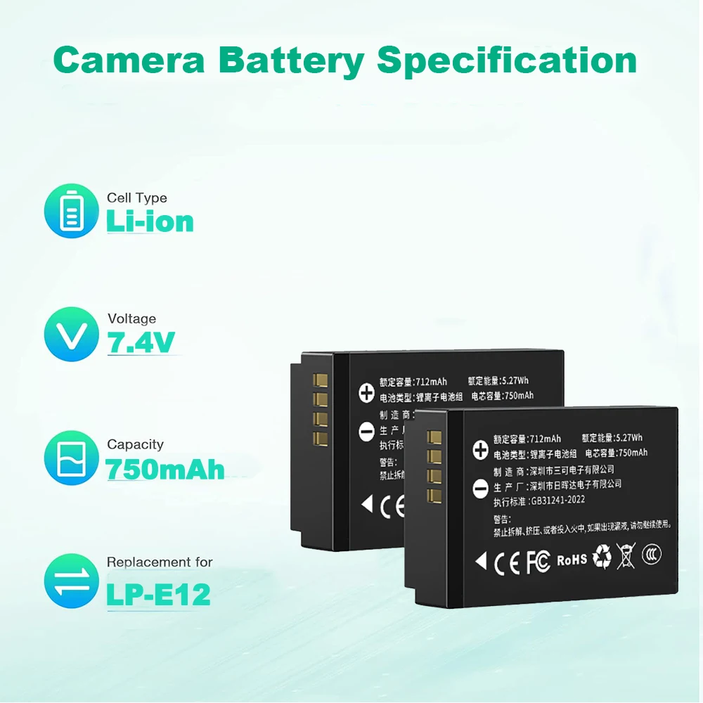 Neuer LP-E12 Kamera-Akku für C – Canon Camera Eos M50 Mark Ii Bewertung und Preis